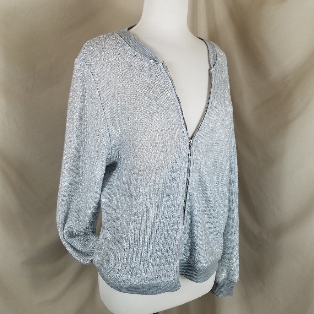 Juicy Couture Silver Zip Front Cardigan
